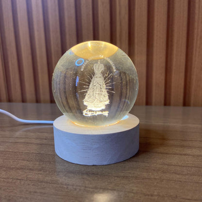 LUMINÁRIA LED BOLA DE VIDRO NOSSA SENHORA APARECIDA (1 UNIDADE)