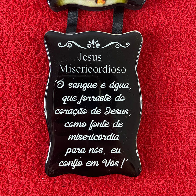 ADORNO DUPLO QUADRADO FITA JESUS MISERICORDIOSO (1 UNIDADE)