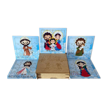 KIT QUEBRA CABEÇA INFANTIL MDF SANTOS SORTIDOS MOD3 (5 UNIDADE)