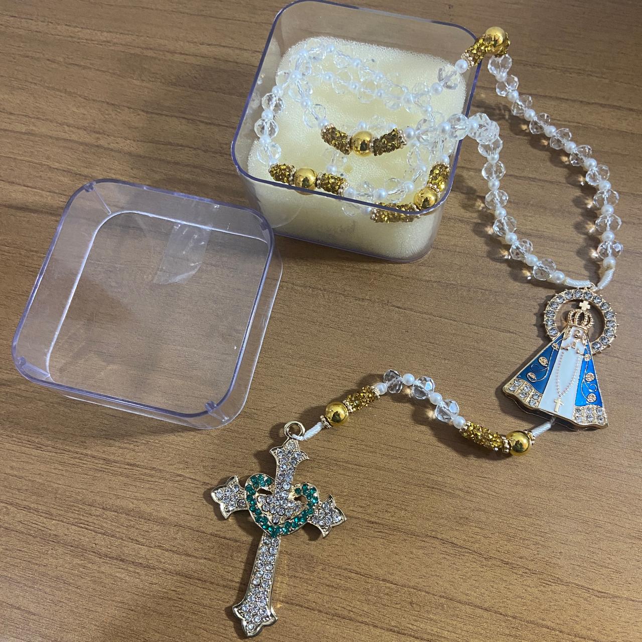 TERÇO DE NOIVA CRISTAL NOSSA SENHORA APARECIDA MOD2 10MM (1 UNIDADE)