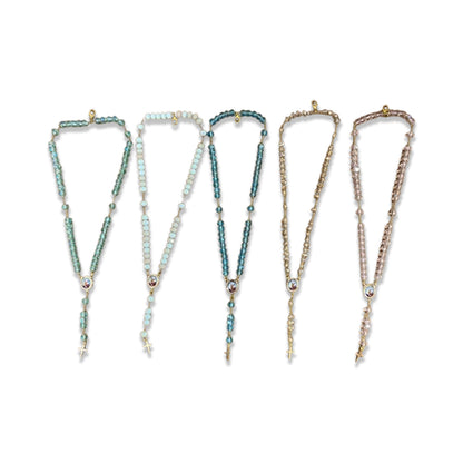 TERÇO PULSEIRA CRISTAL SÃO MIGUEL ARCANJO CORES SORTIDAS (3 UNIDADES)