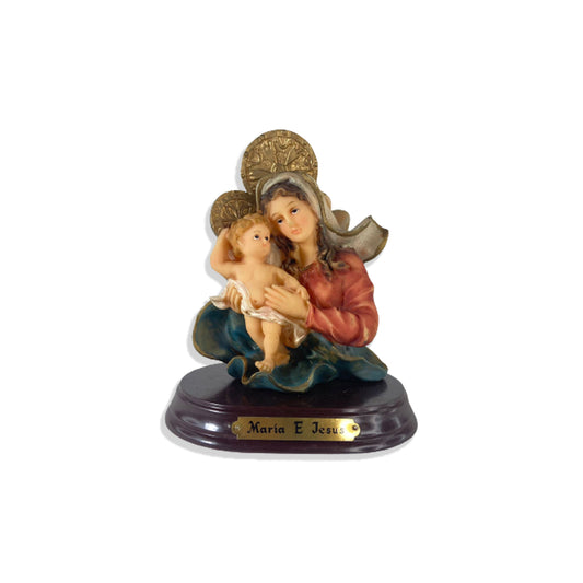 BUSTO DE RESINA IMPORTADA MARIA E JESUS 15CM (1 UNIDADE)