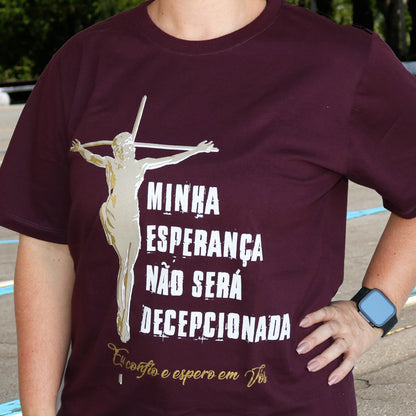 CAMISETA VINHO MINHA ESPERANÇA TAMANHO G (1 UNIDADE)