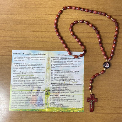 TERÇO DE MADEIRA NOSSA SENHORA DE FÁTIMA MOD4 8MM (3 UNIDADES)
