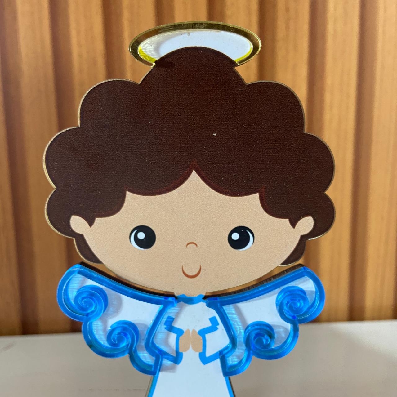 IMAGEM MDF INFANTIL COM ACRÍLICO ANJINHO DA GUARDA AZUL 12,5CM (1 UNIDADE)