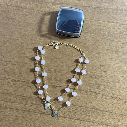 PULSEIRA ESCAPULARIO CRISTAL ROSA (3 UNIDADES)