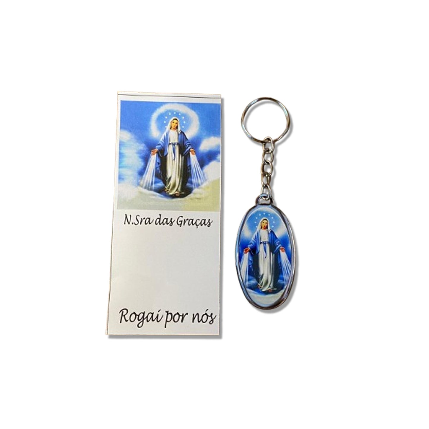 CHAVEIRO METAL OVAL RESINADO NOSSA SENHORA DAS GRAÇAS (6 UNIDADES)