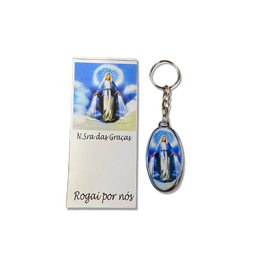 CHAVEIRO METAL OVAL RESINADO NOSSA SENHORA DAS GRAÇAS (6 UNIDADES)