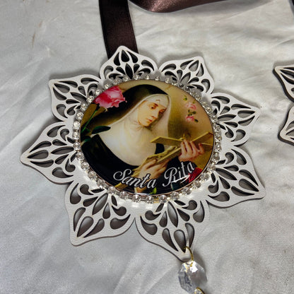 ESCAPULÁRIO DE PORTA ESTRELA BRANCA SANTA RITA DE CÁSSIA (1 UNIDADE)