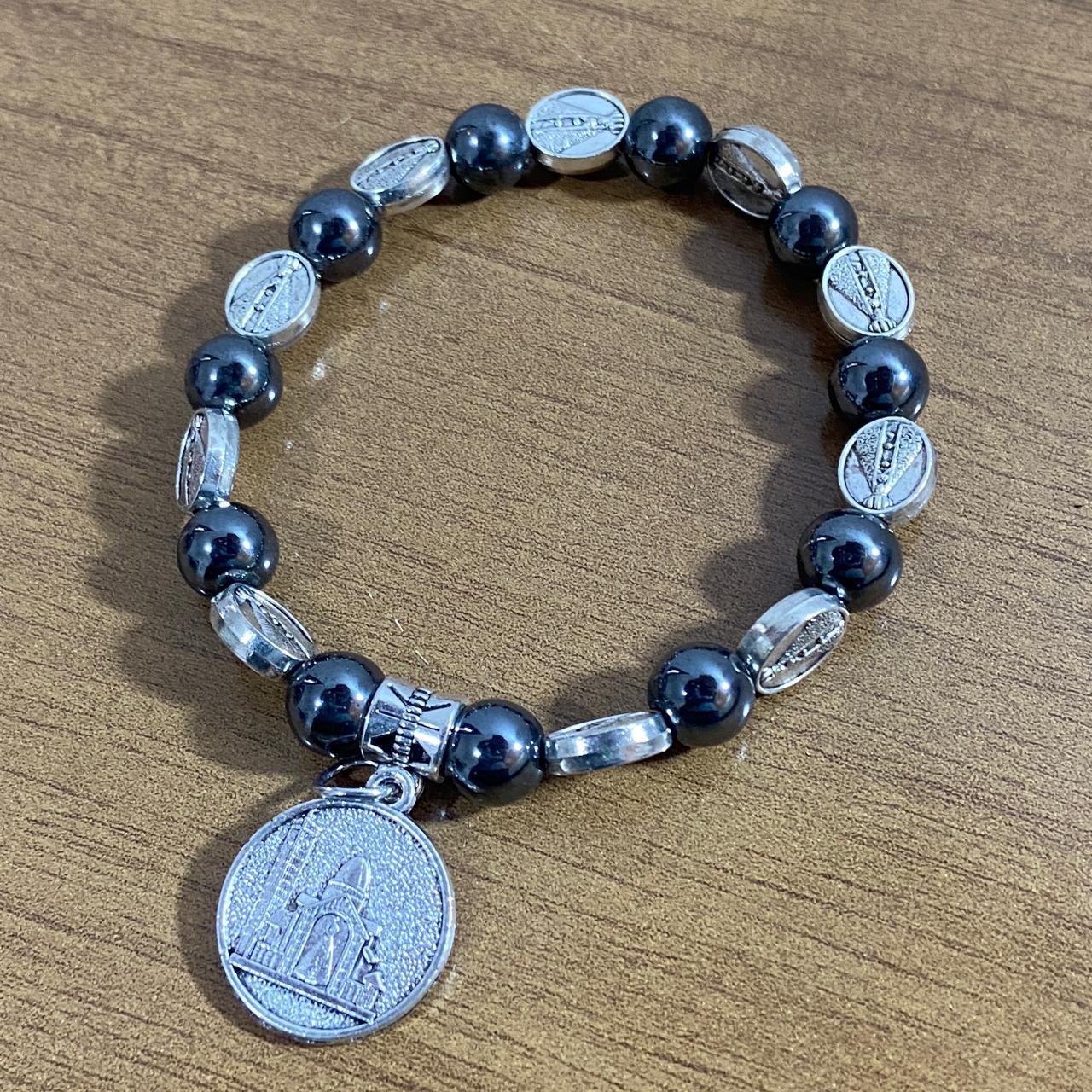PULSEIRA HEMATITA NOSSA SENHORA APARECIDA MOD3 (12 UNIDADES)