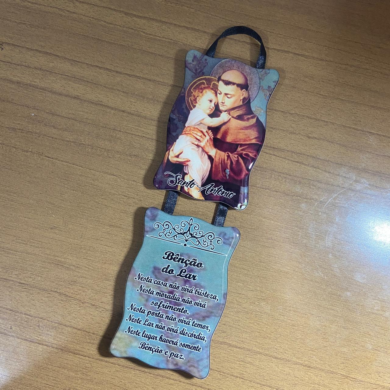 ADORNO DUPLO QUADRADO FITA SANTO ANTÔNIO (1 UNIDADE)
