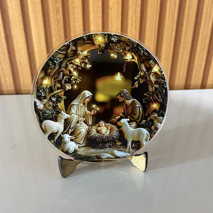 ADORNO DE MESA ACRÍLICO RESINADO PRESÉPIO MOD1 9,5CM (1 UNIDADE)