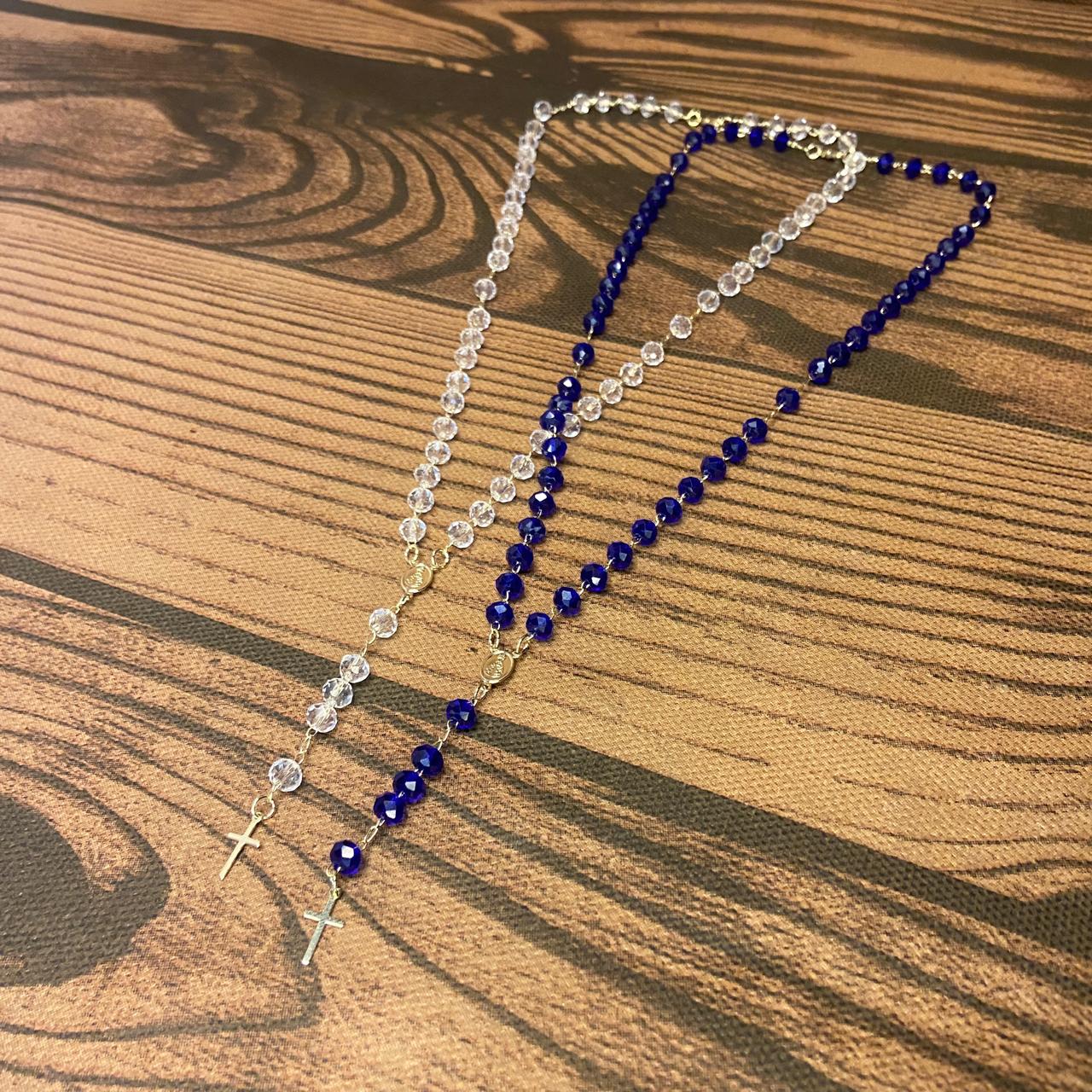 TERÇO CRISTAL NOSSA SENHORA APARECIDA CORES SORTIDAS 06MM  (3 UNIDADES)