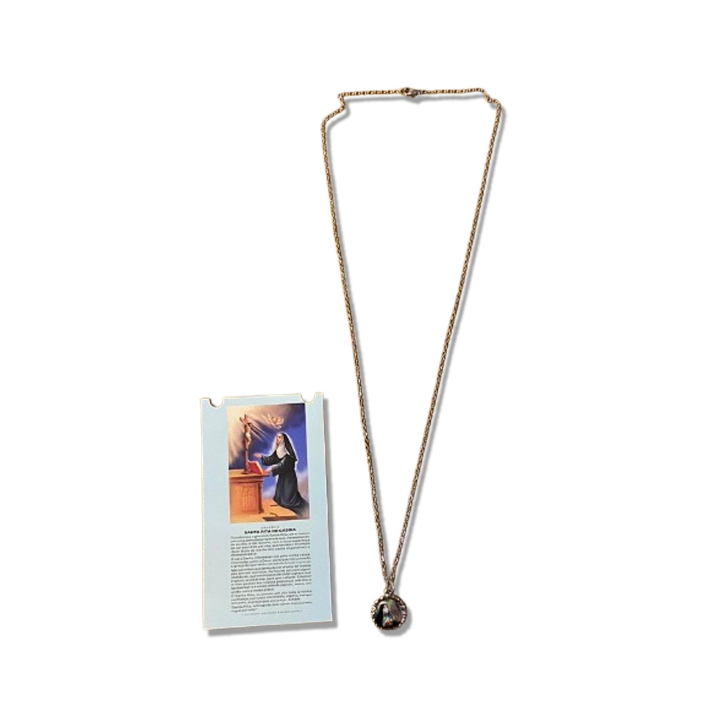 CORRENTE INOX COM MEDALHA RESINADA SANTA RITA  (3 UNIDADES)