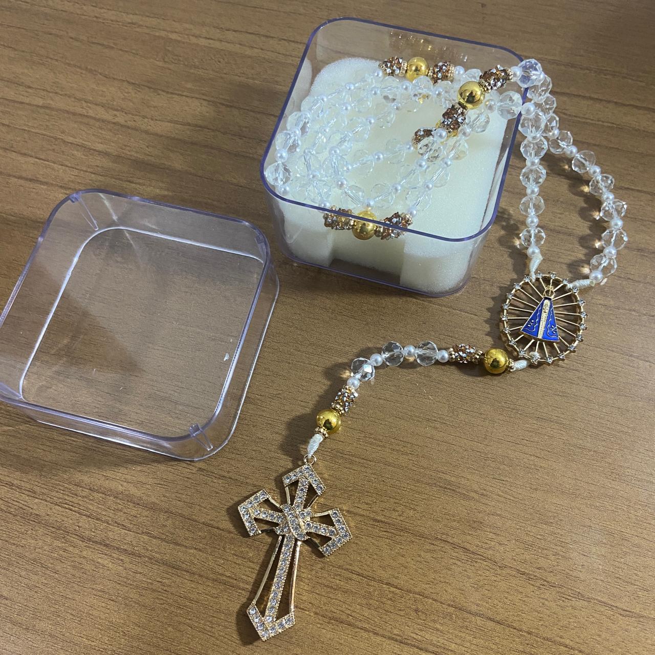 TERÇO DE NOIVA CRISTAL NOSSA SENHORA APARECIDA MOD4 10MM (1 UNIDADE)