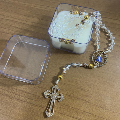 TERÇO DE NOIVA CRISTAL NOSSA SENHORA APARECIDA MOD4 10MM (1 UNIDADE)
