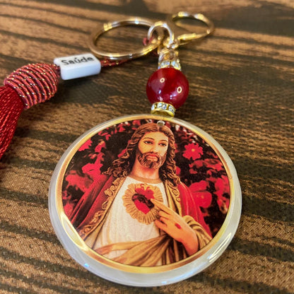 CHAVEIRO LUXO MEDALHA RESINADA SAGRADO CORAÇÃO DE JESUS  (1 UNIDADE)