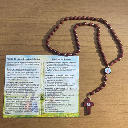 TERÇO DE MADEIRA NOSSA SENHORA DE FÁTIMA 8MM (3 UNIDADES)
