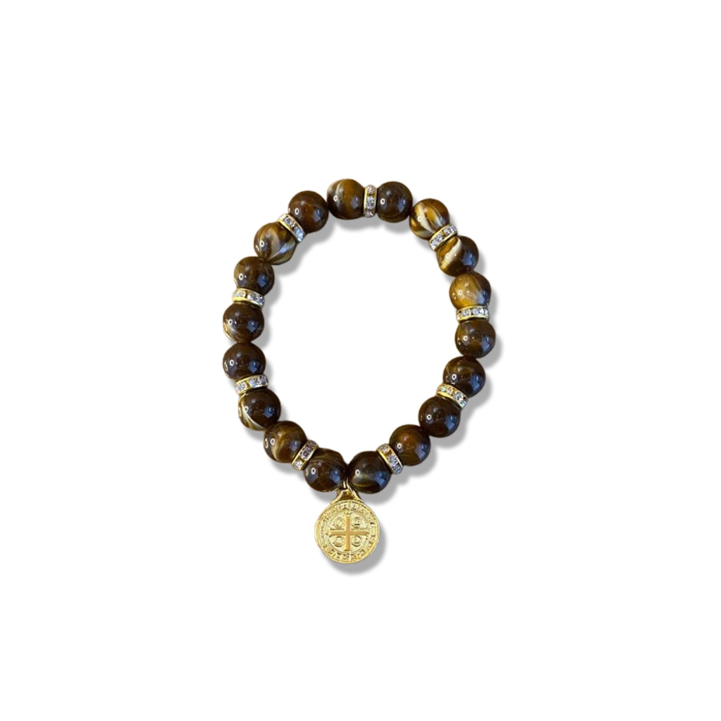 PULSEIRA PÉROLA MEDALHA DE SÃO BENTO 08MM MOD-2 (03 UNIDADES)