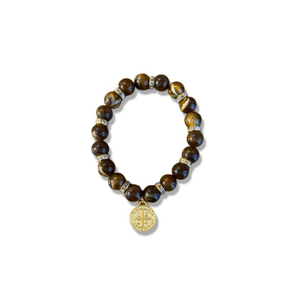 PULSEIRA PÉROLA MEDALHA DE SÃO BENTO 08MM MOD-2 (03 UNIDADES)