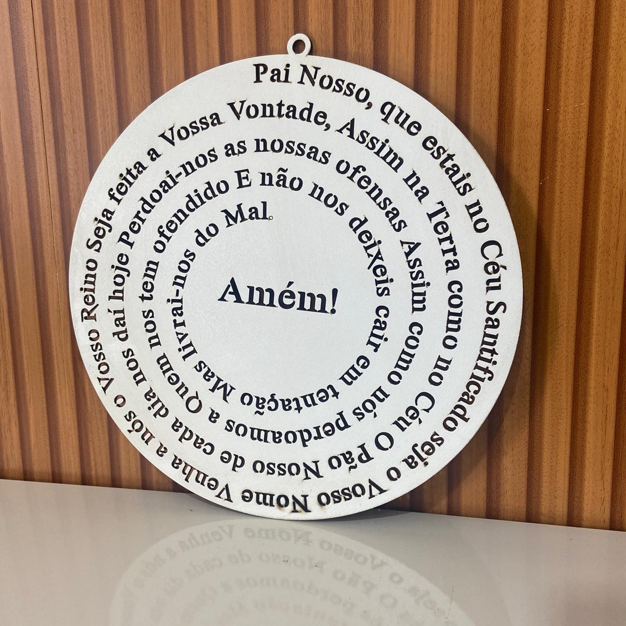 MANDALA MDF BRANCA ORAÇÃO DO PAI NOSSO 30CM (1 UNIDADE)