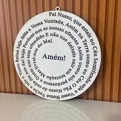 MANDALA MDF BRANCA ORAÇÃO DO PAI NOSSO 30CM (1 UNIDADE)