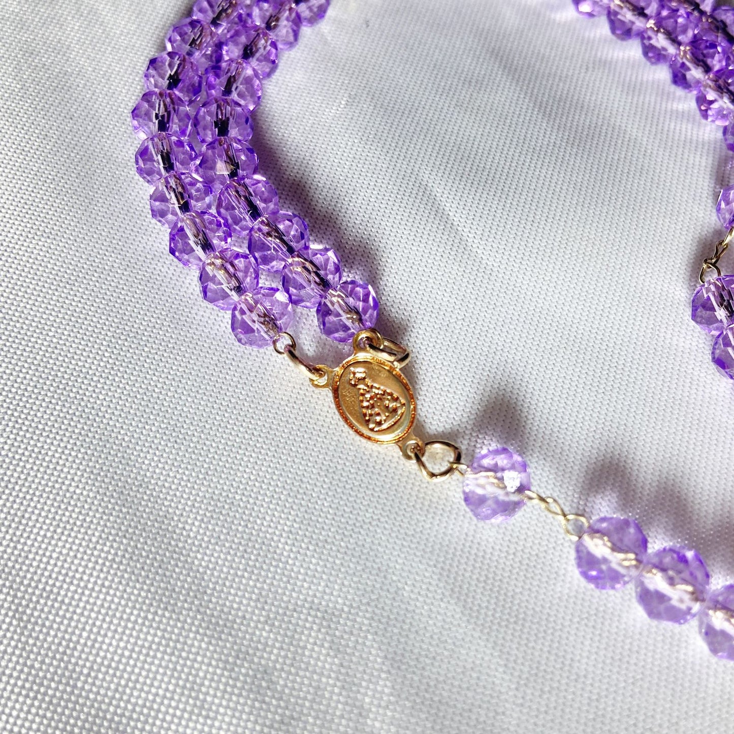 TERÇO PULSEIRA CRISTAL LILÁS  (3 UNIDADES)