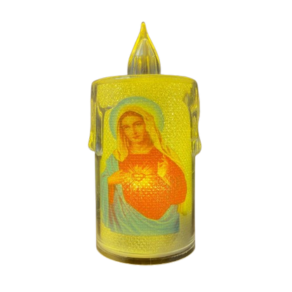 VELA ELETRÔNICA TRANSPARENTE SAGRADO CORAÇÃO DE JESUS  08CM MOD1 ( 3 UNIDADES)