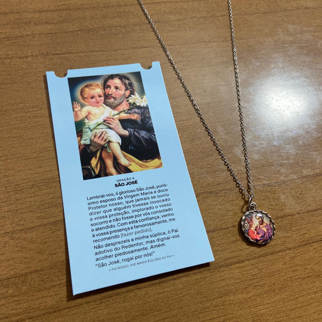 CORRENTE INOX COM MEDALHA RESINADA SÃO JOSÉ   (3 UNIDADES)