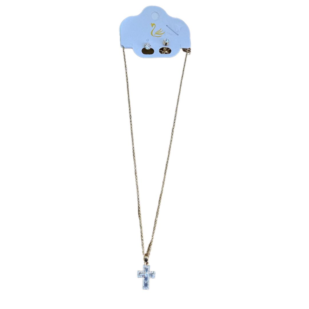 CORRENTE CRUCIFIXO COM BRINCO PONTA DE LUZ  MOD04 ( 1 UNIDADE)