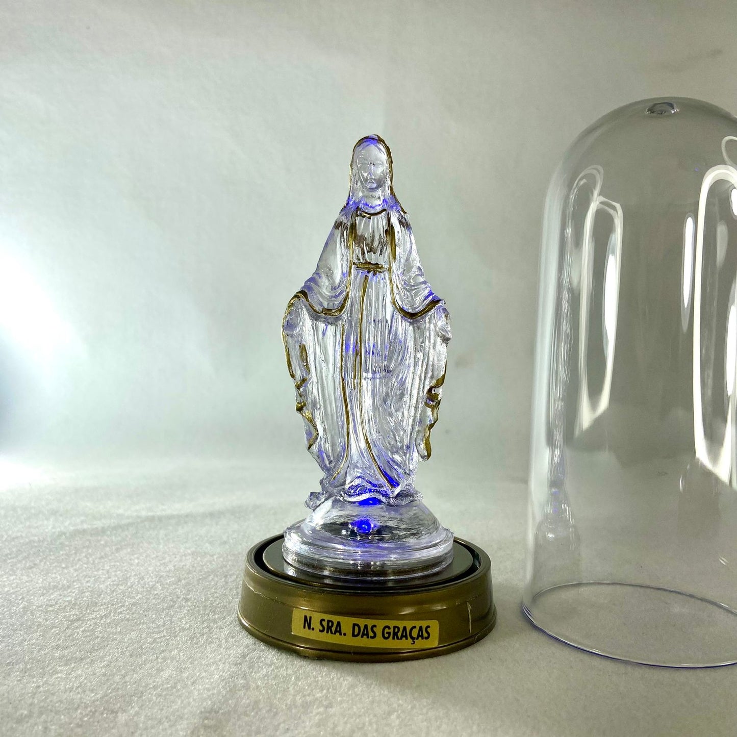 IMAGEM DE ACRÍLICO NOSSA SENHORA DAS GRAÇAS COM LED E REDOMA 13CM (1 UNIDADE)