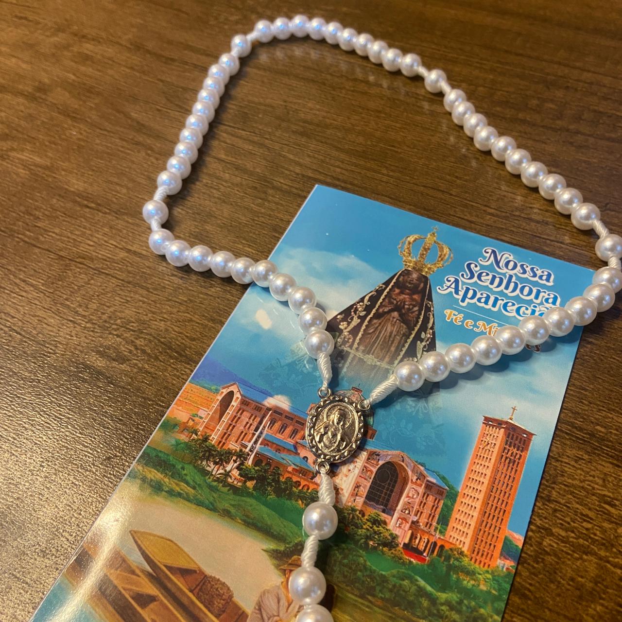 TERÇO PÉROLA NOSSA SENHORA APARECIDA 8MM (1 UNIDADE)