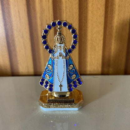 IMAGEM NOSSA SENHORA APARECIDA PARA CARRO COM STRASS AZUL (12 UNIDADES)