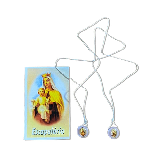 ESCAPULÁRIO CORDINHA SAGRADO CORAÇÃO DE JESUS E NOSSA SENHORA DO CARMO (12 UNIDADES)