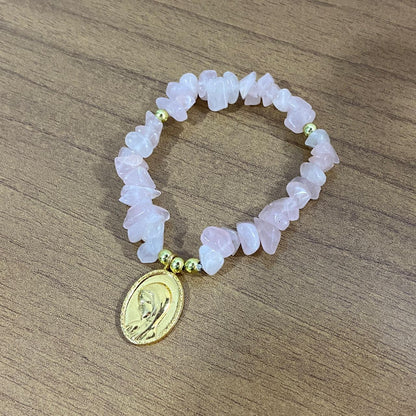 PULSEIRA CRISTAL ROSA NOSSA SENHORA DO SILÊNCIO  ( 1 UNIDADE)