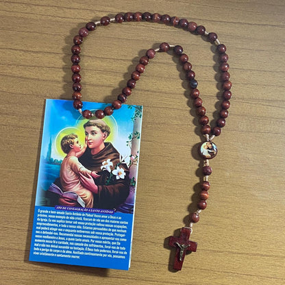 TERÇO DE MADEIRA SANTO ANTÔNIO 8MM MOD2 (3 UNIDADES)