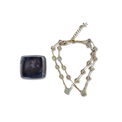 PULSEIRA ESCAPULARIO CRISTAL BEGE TRANSPARENTE (3 UNIDADES)