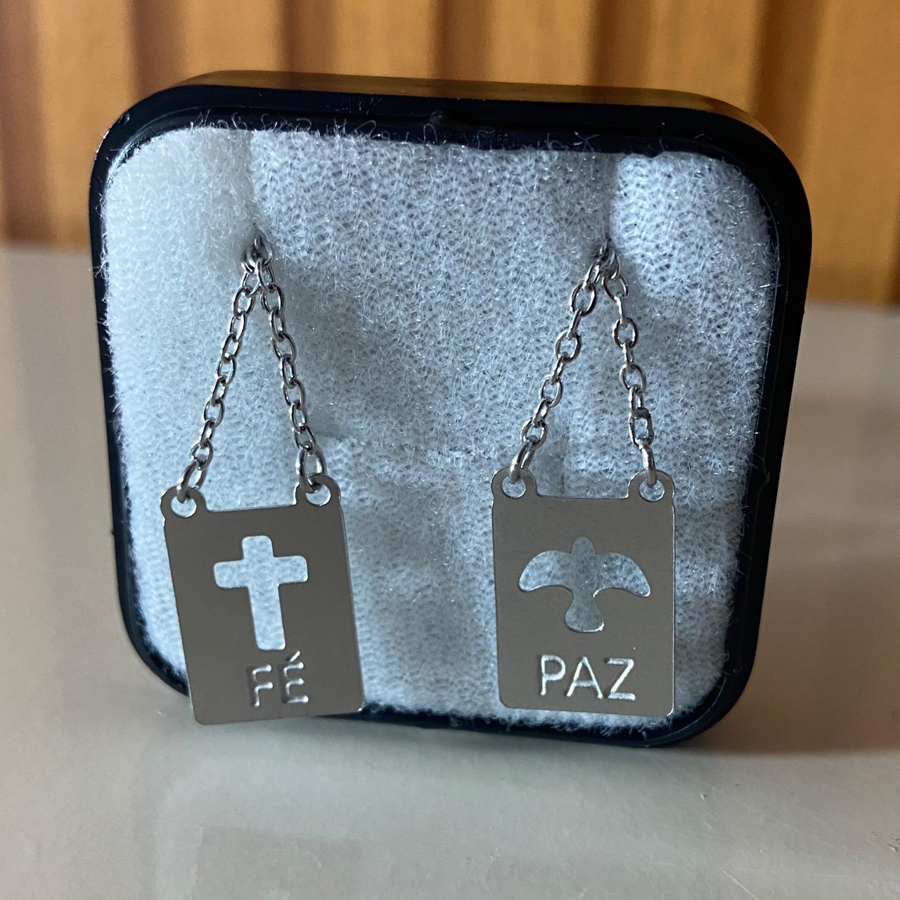 ESCAPULÁRIO INOX VAZADO FÉ E PAZ (6 UNIDADES)