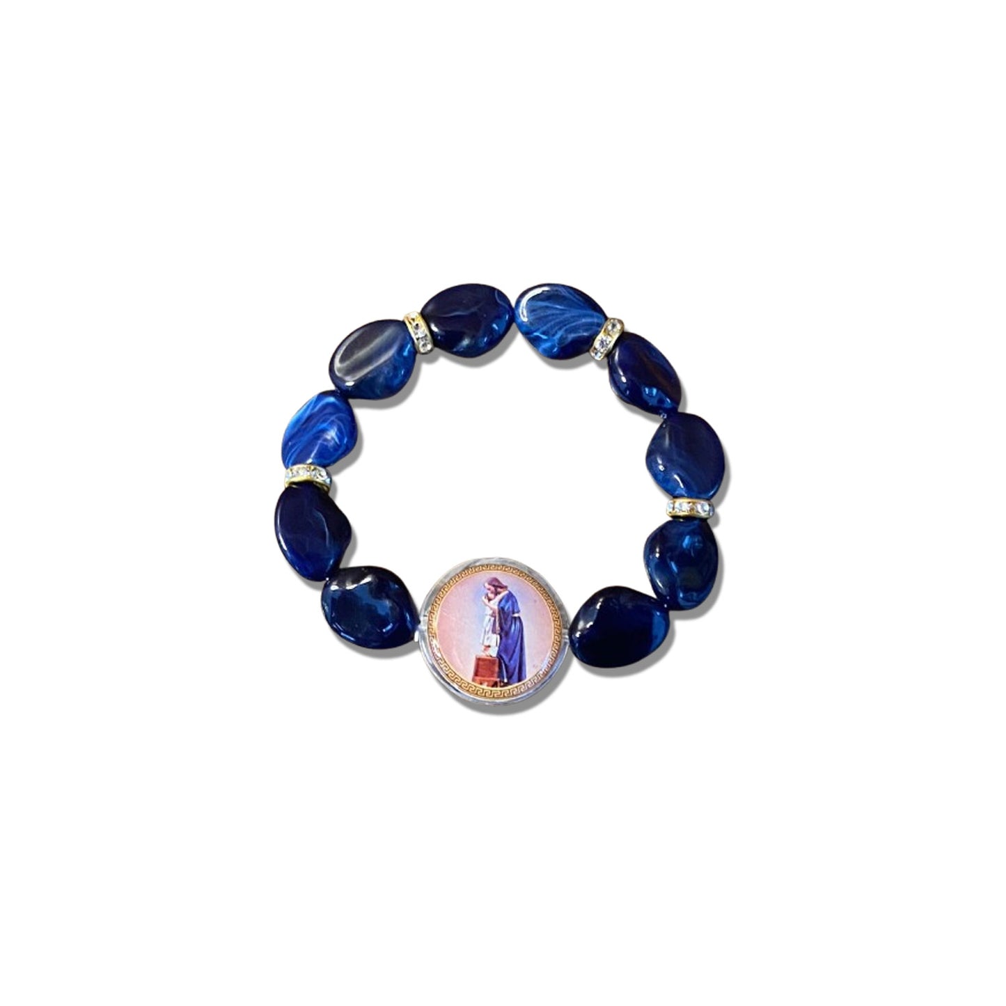 PULSEIRA PEDRARIAS COM MEDALHA RESINADA SÃO JOSÉ AFETUOSO (03 UNIDADES)