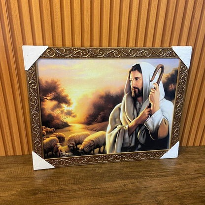 QUADRO COM MOLDURA RESINADO JESUS BOM PASTOR 34CMX44CM (1 UNIDADE)