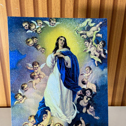 PLAQUINHA DE MESA MDF RESINADO NOSSA SENHORA DA IMACULADA CONCEIÇÃO  19CM x 13CM  (1 UNIDADE)
