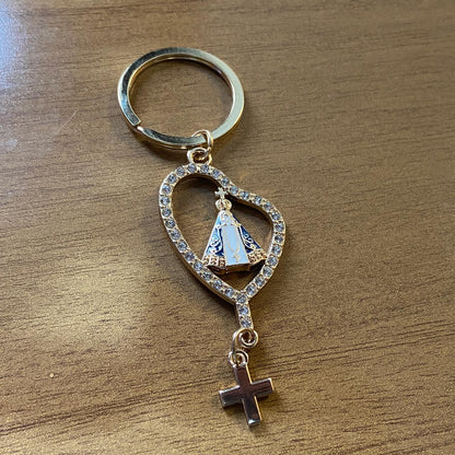 CHAVEIRO LUXO NOSSA SENHORA APARECIDA TERÇO COM STRASS  (6 UNIDADES)