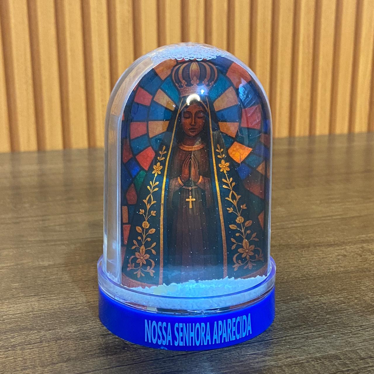 ENFEITE DE MESA GLOBO DE NEVE NOSSA SENHORA APARECIDA - MOD3 (1 UNIDADE)
