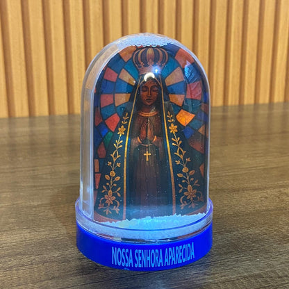 ENFEITE DE MESA GLOBO DE NEVE NOSSA SENHORA APARECIDA - MOD3 (1 UNIDADE)