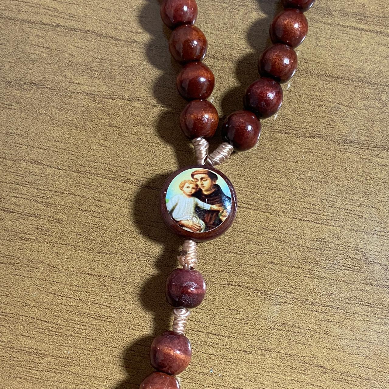 TERÇO DE MADEIRA SANTO ANTÔNIO 8MM MOD2 (3 UNIDADES)