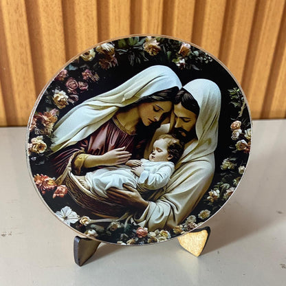 ADORNO DE MESA ACRÍLICO RESINADO SAGRADA FAMÍLIA MOD2 9,5CM (1 UNIDADE)
