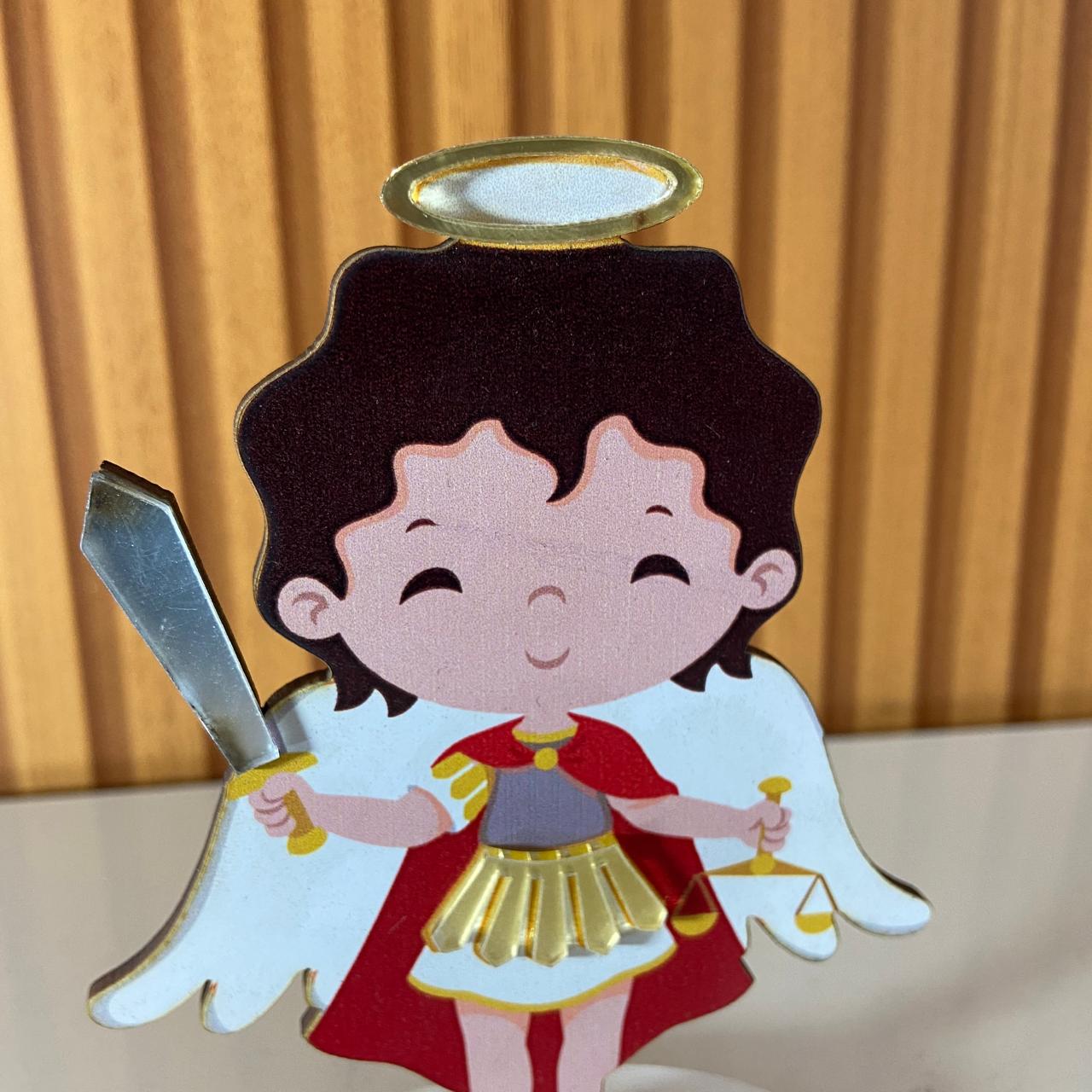 IMAGEM MDF INFANTIL SÃO MIGUEL ARCANJO COM ACRÍLICO 12,5CM (1 UNIDADE)