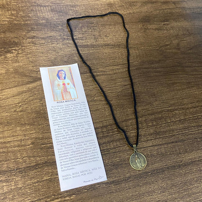 CORDÃO COM MEDALHA OURO VELHO NOSSA SENHORA DA ROSA MÍSTICA (1 UNIDADES)