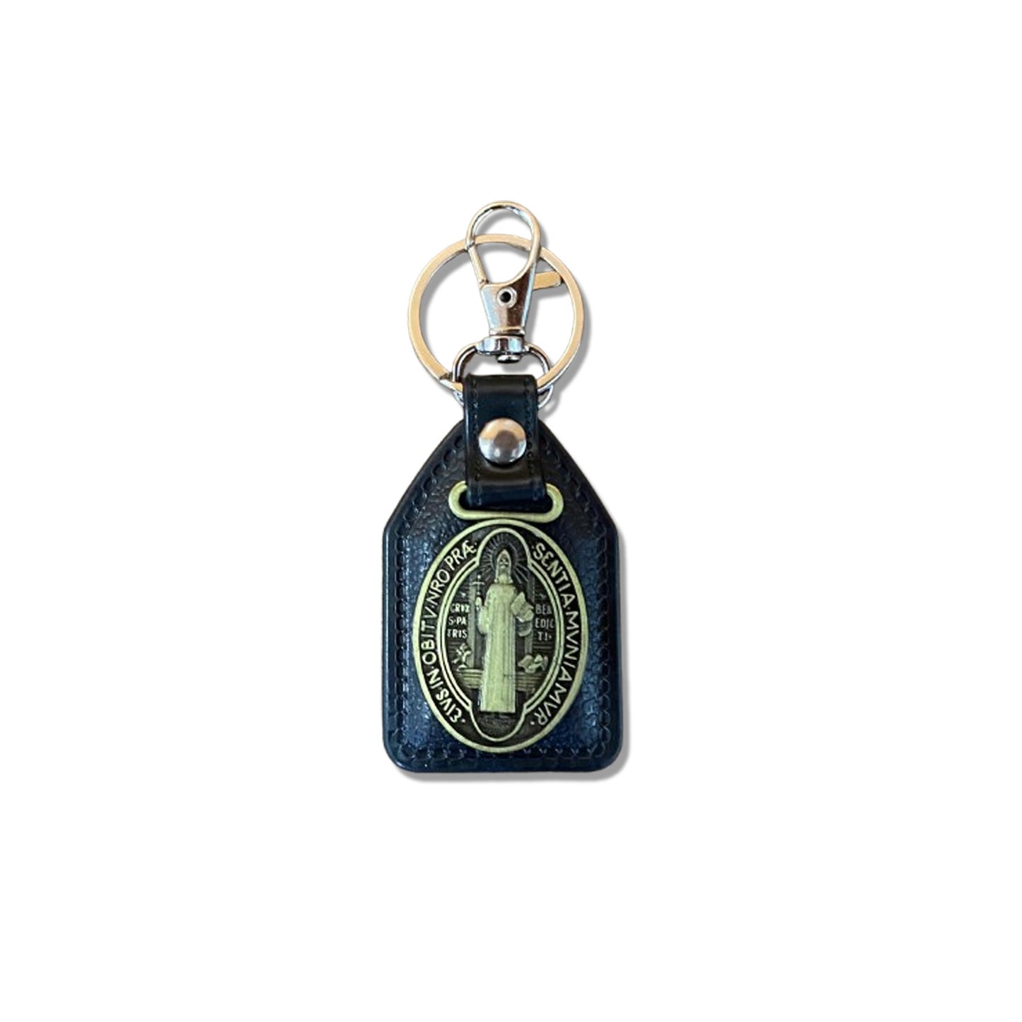 CHAVEIRO COURO COM MOSQUETE MEDALHA SÃO BENTO OURO VELHO ( 6 UNIDADES)