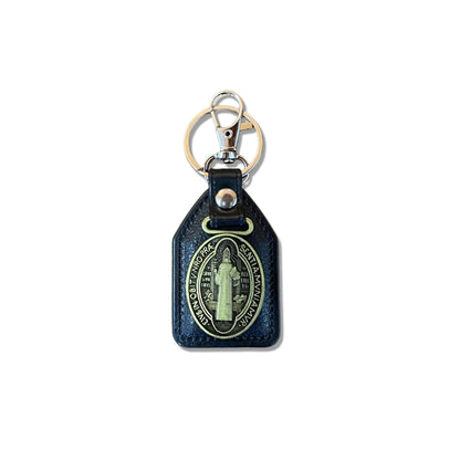 CHAVEIRO COURO COM MOSQUETE MEDALHA SÃO BENTO OURO VELHO ( 6 UNIDADES)